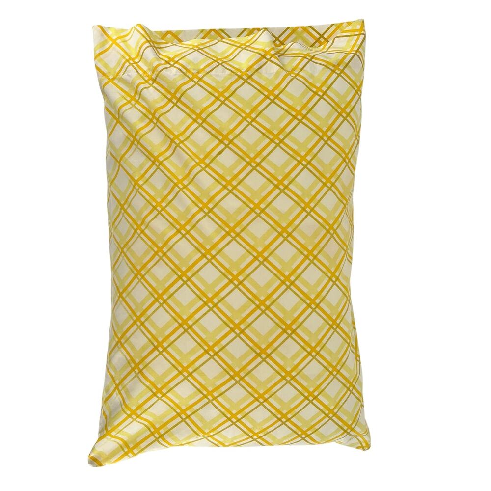 70s Yellow Plaid Pillowcase 1970s Vintage Sears Perma Prest Medley Plaid II